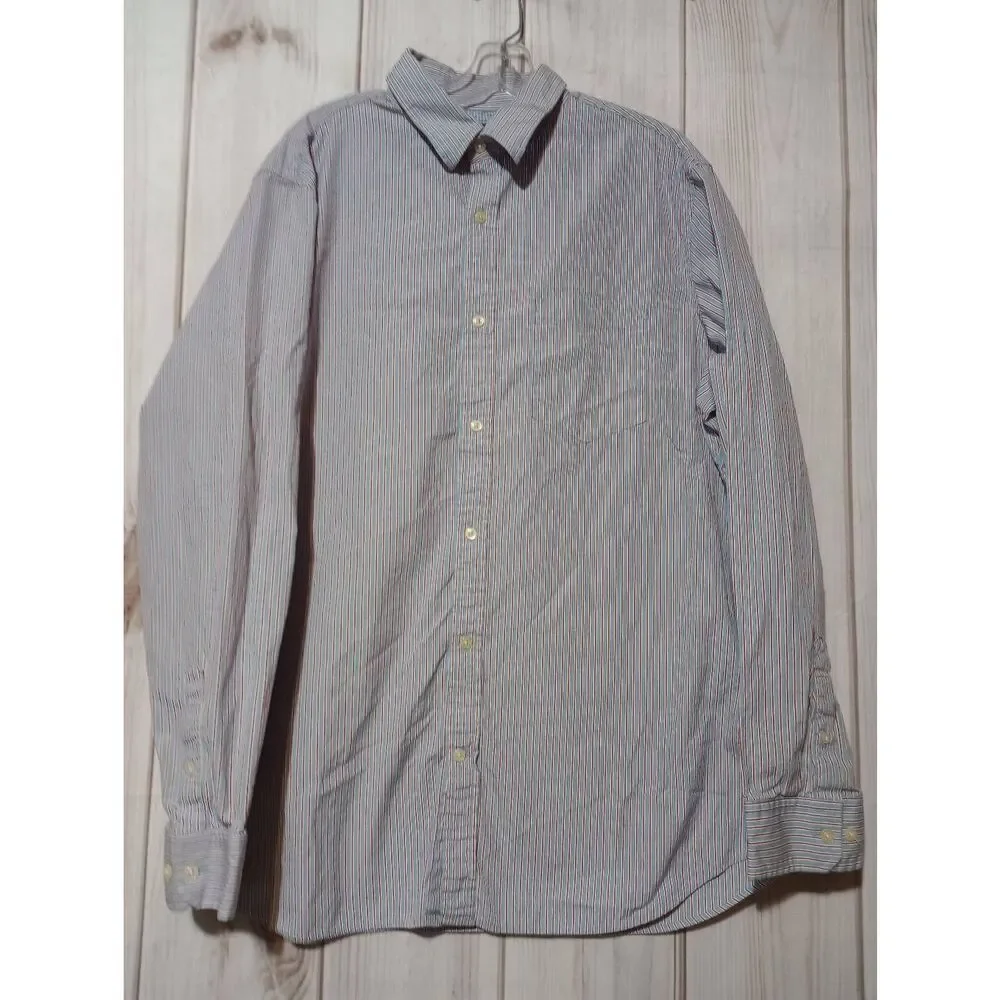 Banana Republic Shirt Men's Extra Large Blue Red Button Front Long Sleeve‎